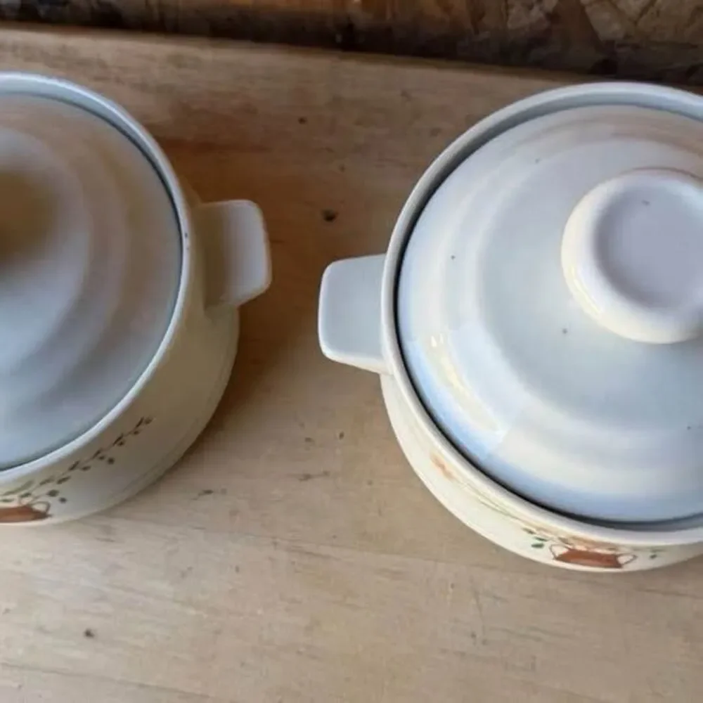 Pair Of  Covered Casserole Dishes from the JMP Countryside Stoneware Collection